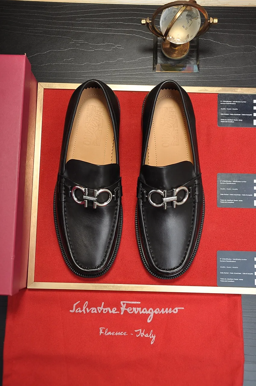 Men's men's shoes 💰540💶[Ferragamo/Ferragamo] (high-end Niuli) New 🍀 Ferragamo* - top version Ferragamo's classic formal leather shoes! Made of imported original cowhide, the inner top layer is comfortable cowhide lining! Original wear-resistant rubber outsole! High quality products! Code number 38-45 (45 customized)